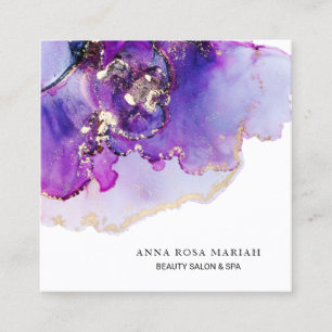 *~* Luxe Abstract Bold Lavender Gold Gilded Blue Vierkante Visitekaartje