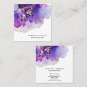 *~* Luxe Abstract Bold Lavender Gold Gilded Blue Vierkante Visitekaartje (Voorkant / Achterkant)