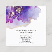 *~* Luxe Abstract Bold Lavender Gold Gilded Blue Vierkante Visitekaartje (Achterkant)