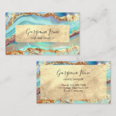 Luxe Abstract Faux Agaat Marmer Blauwgroen Goud Visitekaartje (Voorkant / Achterkant)