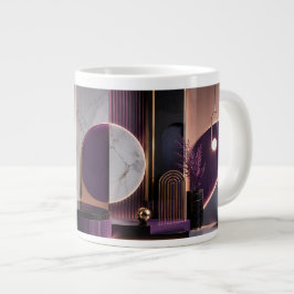 Luxe Abstract Geometrisch Rijk Paars en Goud Grote Koffiekop