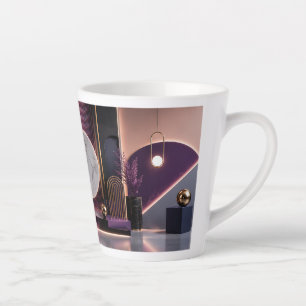 Luxe Abstract Geometrisch Rijk Paars en Goud Latte Mok
