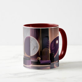 Luxe Abstract Geometrisch Rijk Paars en Goud Mok