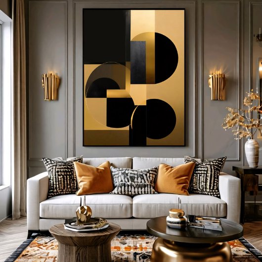 Luxe Abstract Goud Zwart Poster