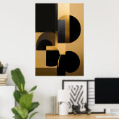 Luxe Abstract Goud Zwart Poster (Thuiskantoor)