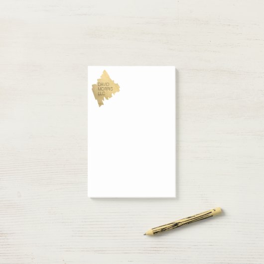 Luxe Abstract Gouden Brushstroke Logo op Wit Post-it® Notes (Op bureau)