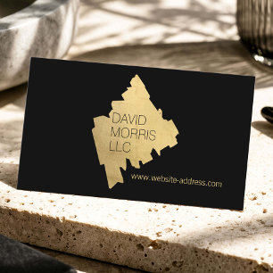 Luxe Abstract Gouden Kwaststreek Logo op Zwart Visitekaartje
