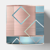 Luxe Abstract | Koper Roze Goud en Turquoise Vorme Bedankdoosjes (Bovenkant)