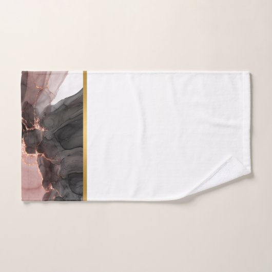 LUXE ABSTRACT ROOS BLACK BATHROOM TOWEL SET BAD HANDDOEK (Handdoek)