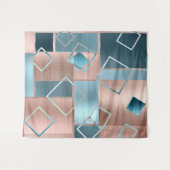 Luxe Abstract | Roze Goud en Turkoois Foto Achterg Wandkleed (Voorkant (horizontaal))