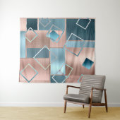 Luxe Abstract | Roze Goud en Turkoois Foto Achterg Wandkleed (In Situ (horizontaal))