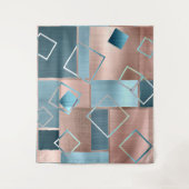 Luxe Abstract | Roze Goud en Turkoois Foto Achterg Wandkleed (Voorkant)