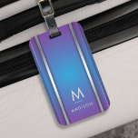 Luxe Abstract Violet Blue Bagagelabel<br><div class="desc">Een elegant luxe stijl abstract bagagelabel met een violet en blauw geometrisch ontwerp. Pas uw monogram en naam aan.</div>