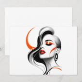 Luxe Abstract Vrouwenportret Ontwerp Kaart (Voorkant / Achterkant)