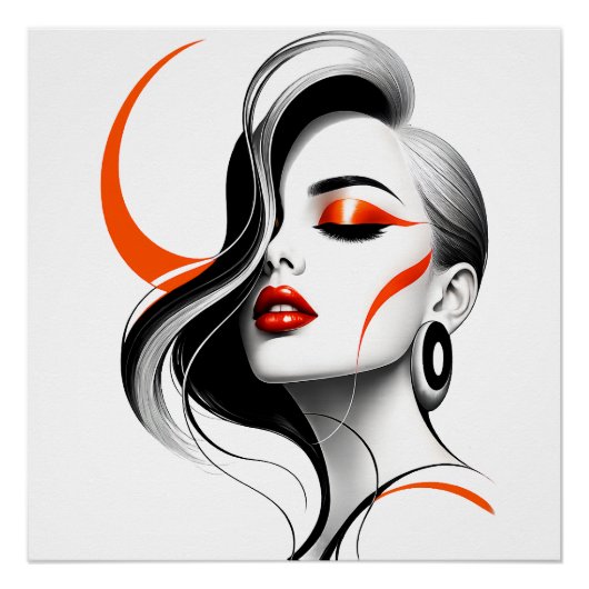 Luxe Abstract Vrouwenportret Ontwerp Perfect Poster (Voorkant)