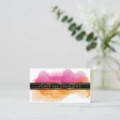Luxe Abstract Waterverf Inktvlekken Fuchsia Goud Visitekaartje (Staand voorkant)