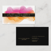 Luxe Abstract Waterverf Inktvlekken Fuchsia Goud Visitekaartje (Voorkant / Achterkant)
