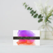 Luxe Abstract Waterverf Inktvlekken Koraal Paars Visitekaartje (Staand voorkant)