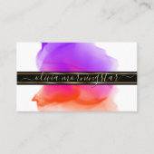 Luxe Abstract Waterverf Inktvlekken Koraal Paars Visitekaartje (Voorkant)