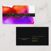 Luxe Abstract Waterverf Inktvlekken Levendig Koraa Visitekaartje (Voorkant / Achterkant)