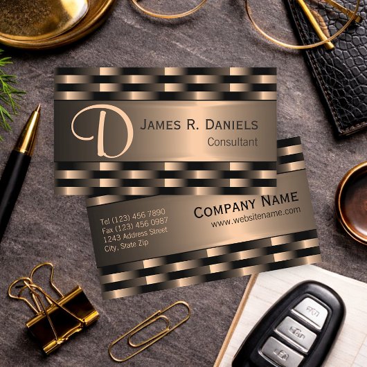 Luxe Abstract Zwart Rood Koper Metaalglans Visitekaartje