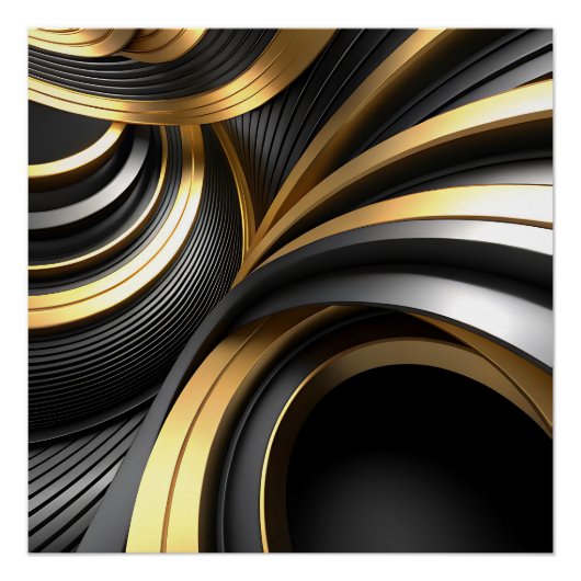 Luxe Abstracte achtergrond met Gold en Black Cur Perfect Poster (Voorkant)