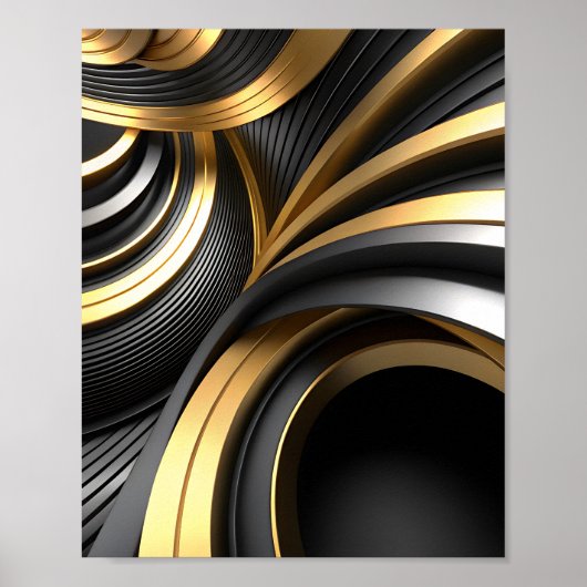 Luxe Abstracte achtergrond met Gold en Black Cur Poster (Voorkant)
