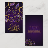 Luxe Abstracte Amethyst Leaves Branch Visitekaartje (Voorkant / Achterkant)
