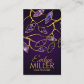 Luxe Abstracte Amethyst Leaves Branch Visitekaartje (Voorkant)