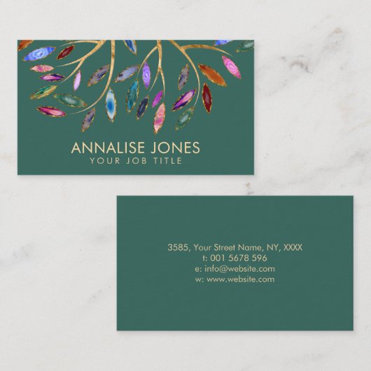 Luxe Abstracte boom kleurrijke geodebladeren Visitekaartje (Voorkant / Achterkant)