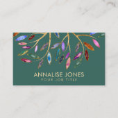 Luxe Abstracte boom kleurrijke geodebladeren Visitekaartje (Voorkant)