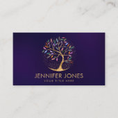 Luxe Abstracte boom kleurrijke geodebladeren Visitekaartje (Voorkant)