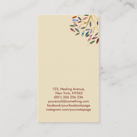 Luxe Abstracte boom kleurrijke geodebladeren Visitekaartje (Achterkant)