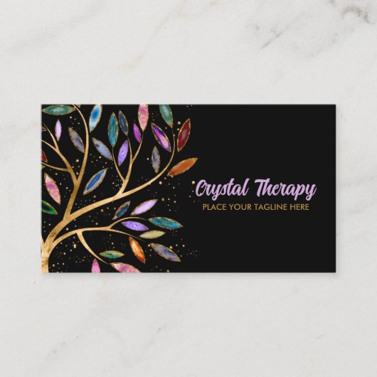 Luxe Abstracte boom kleurrijke geodebladeren Visitekaartje (Voorkant)