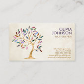 Luxe Abstracte boom kleurrijke geodebladeren Visitekaartje (Voorkant)