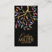 Luxe Abstracte boom kleurrijke geodebladeren Visitekaartje (Voorkant)