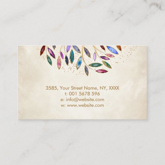 Luxe Abstracte boom kleurrijke geodebladeren Visitekaartje (Achterkant)