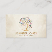 Luxe Abstracte boom kleurrijke geodebladeren Visitekaartje (Voorkant)