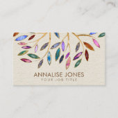 Luxe Abstracte boom kleurrijke geodebladeren Visitekaartje (Voorkant)