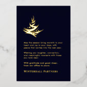 Luxe Abstracte Boom Navy Blauw Goud Folie Feestdagenkaart (Voorkant)