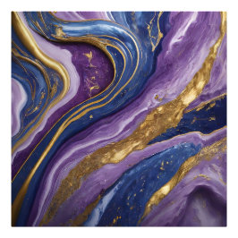 Luxe Abstracte Canvas Muurkunst | Paarse, blauwe & Foto Afdruk