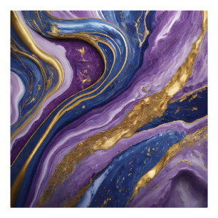 Luxe Abstracte Canvas Muurkunst Paarse, blauwe & Foto Afdruk