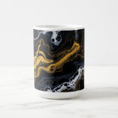 Luxe Abstracte koffiemok – Zwart, Goud & Wit (Center)