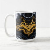 Luxe Abstracte koffiemok – Zwart, Goud & Wit (Links)