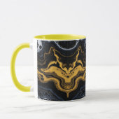 Luxe Abstracte koffiemok – Zwart, Goud & Wit Mok (Links)