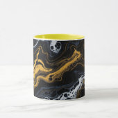 Luxe Abstracte koffiemok – Zwart, Goud & Wit Mok (Midden)