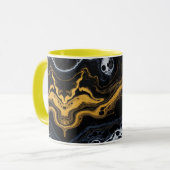 Luxe Abstracte koffiemok – Zwart, Goud & Wit Mok (Voorkant links)