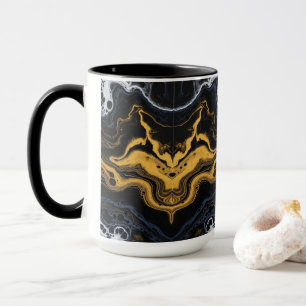 Luxe Abstracte koffiemok – Zwart, Goud & Wit Mok