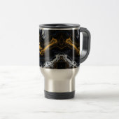 Luxe Abstracte koffiemok – Zwart, Goud & Wit Reisbeker (Voorkant rechts)