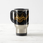 Luxe Abstracte koffiemok – Zwart, Goud & Wit Reisbeker (Voorkant links)
